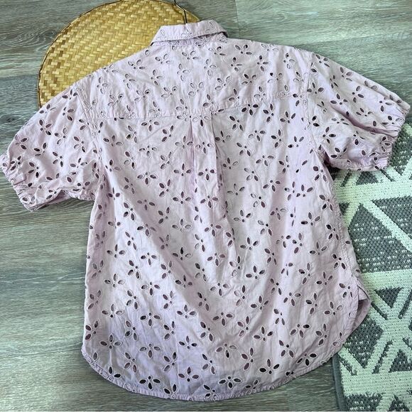 J. Crew spring garden eyelet button down blouse collared polo women’s size 2 - Picture 6 of 6